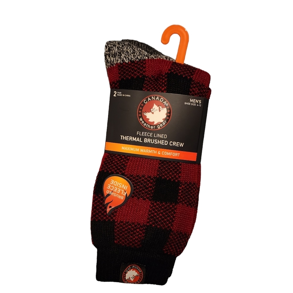Canada Weather Gear Mens 2PK Socks Brush Crew NWT 6-12